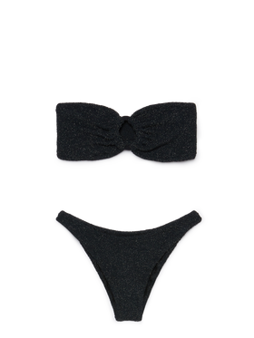Bandeau bikini Yulia Elise in black crinkle lurex