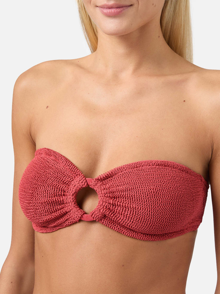 Yulia ziegelrotes Crinkle-Bandeau-Top