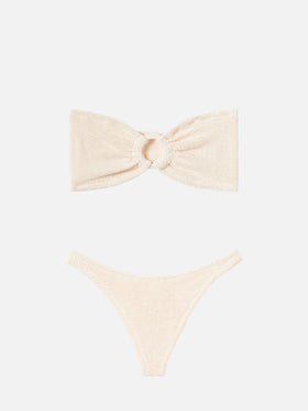 Yulia beiges Crinkle-Bandeau-Top