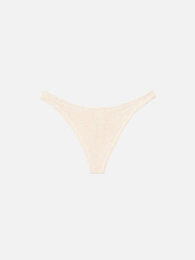 Naomi – Cheeky-Badeslip in Beige mit Crinkle-Effekt