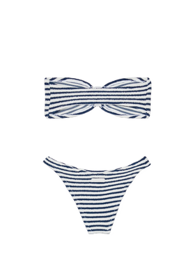 Bandeau crinkle bikini Yulia Elise with striped print - MC2 Saint Barth