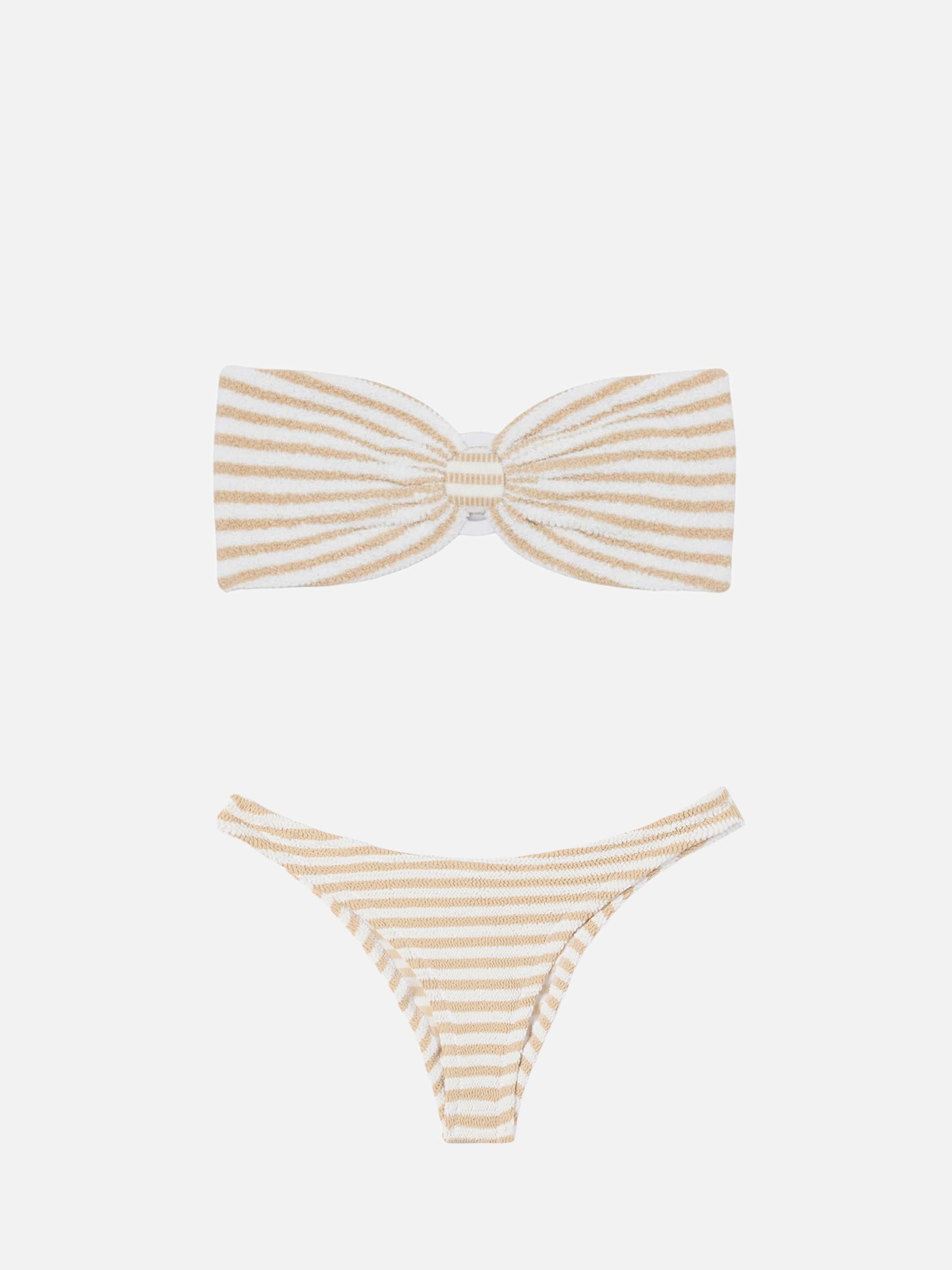 Naomi Crinkle Cheeky Badeslip mit Streifenmuster - Yulia Crinkle Bandeau Top mit Streifenmuster