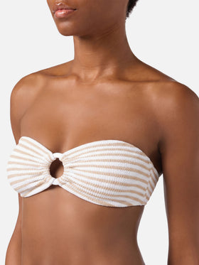 Haut bandeau Yulia en tissu crinkle à imprimé rayé 