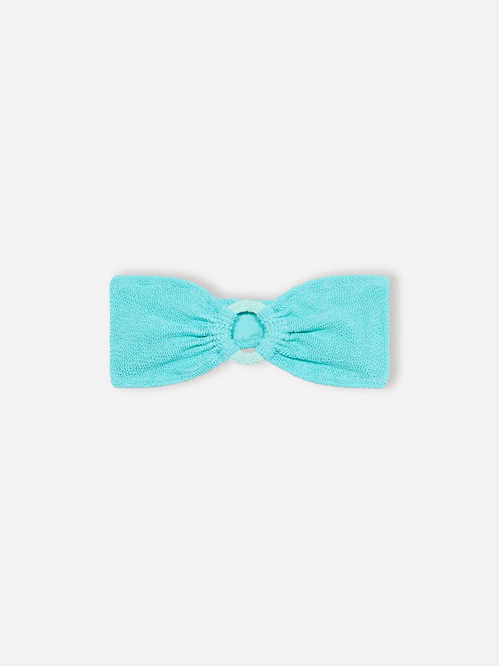 Costume da bagno da donna con top a fascia crinkle verde acqua Yulia