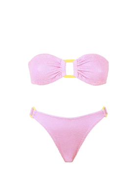 Bikini a fascia Yulia Evelyn in crinjkle rosa