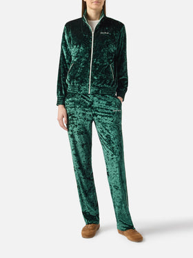 Pantaloni da donna in ciniglia verde Yvonne