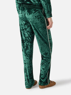 Dark green Yvonne chenille jogger pants with logo embroidery