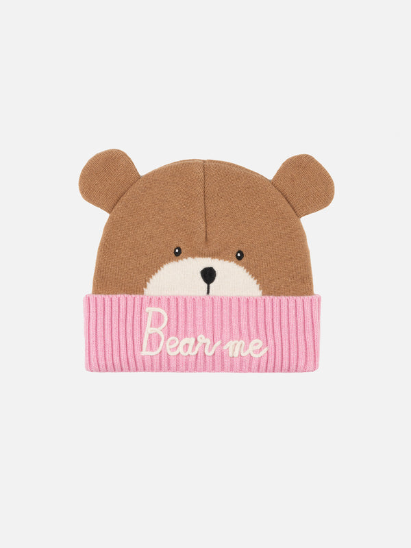 Cappello rosa e marrone Zaya da bambina a forma di orso