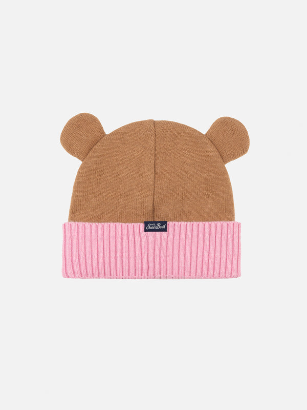 Cappello rosa e marrone Zaya da bambina a forma di orso