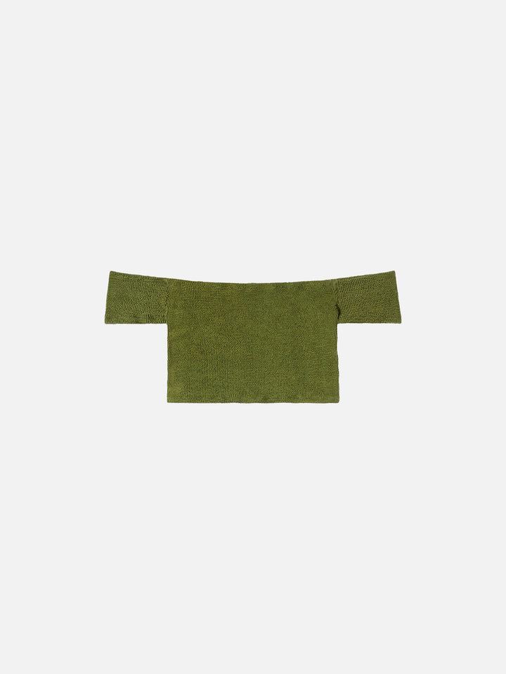 Top crinkle a fascia Zena con spalline larghe