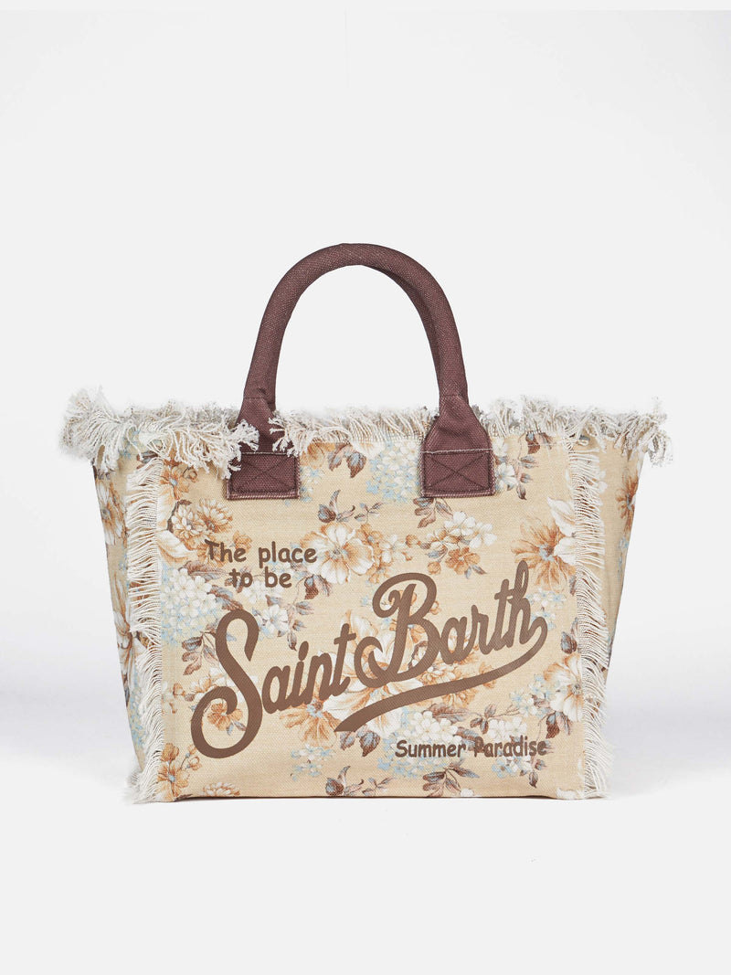 Borsa tote Vanity in tela di cotone a fiori