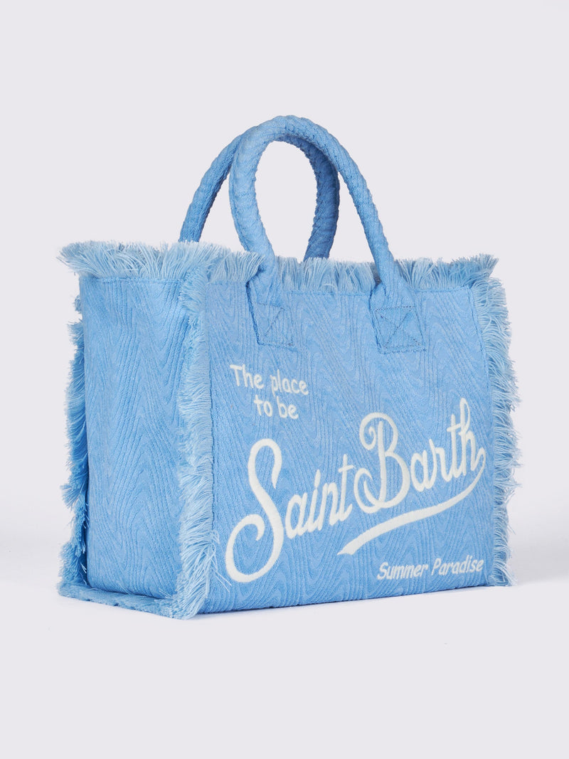 Borsa a spalla Vanity Sponge  in spugna azzurra in rilievo