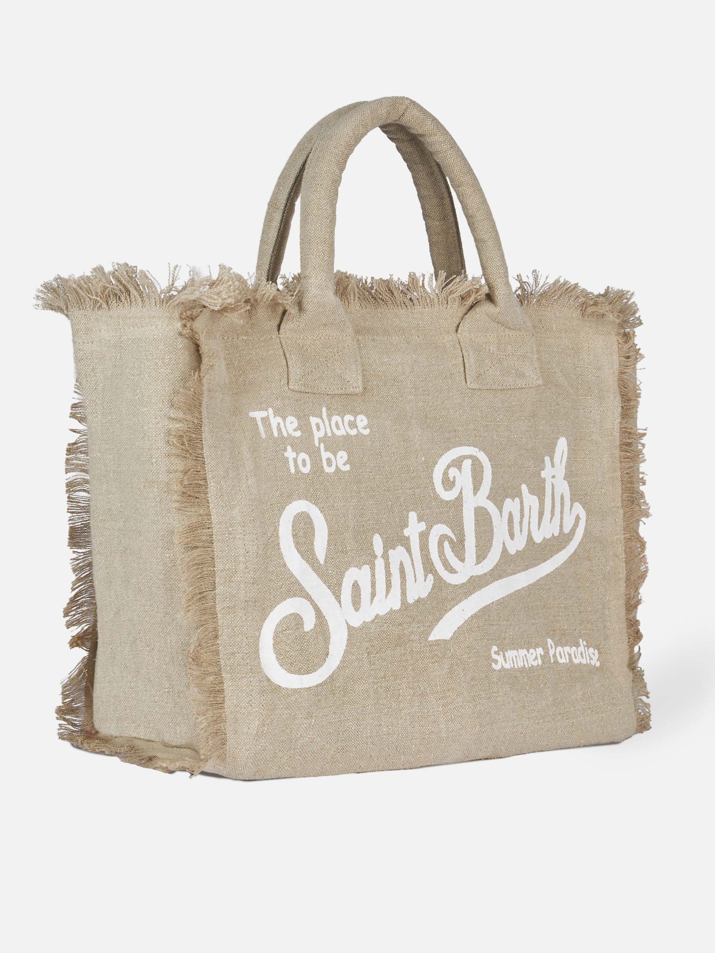 Vanity beige linen shoulder bag