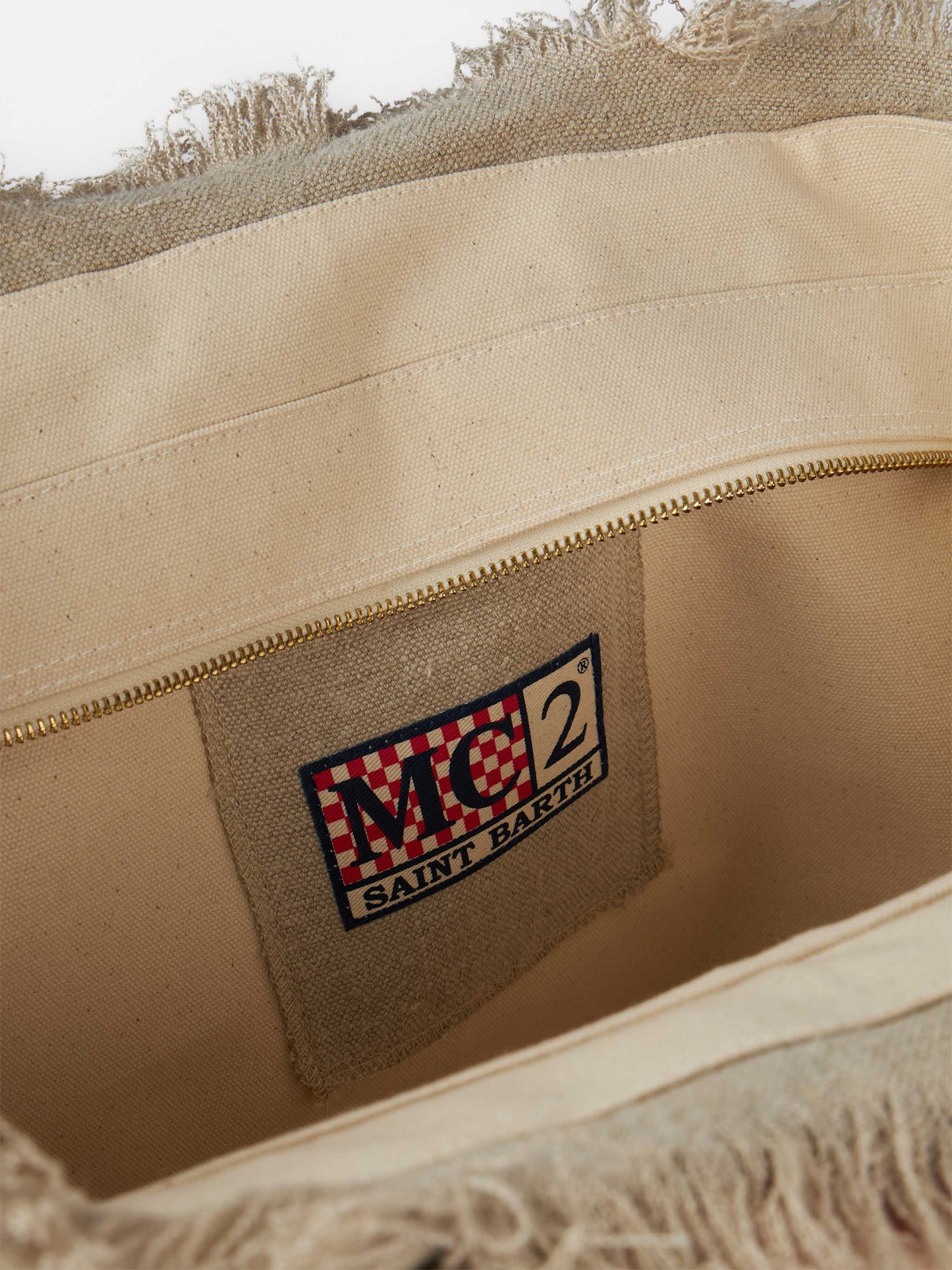 Vanity beige linen shoulder bag