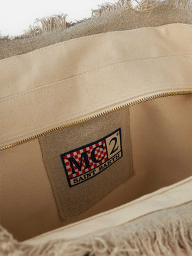 Vanity beige linen shoulder bag