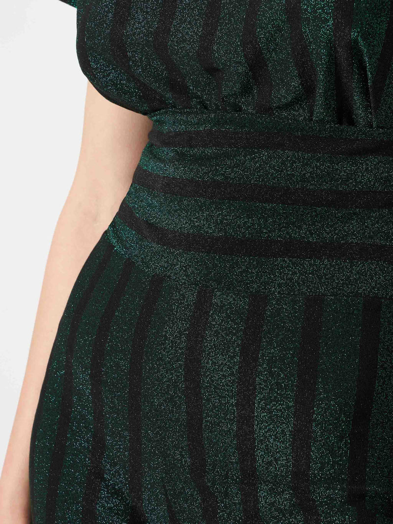 Black and green glitter striped palazzo pants