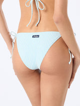 Woman seersucker striped classic swim briefs Virgo