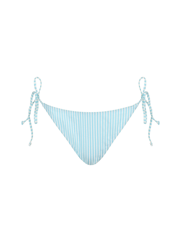 Woman seersucker striped triangle bikini Leah Virgo