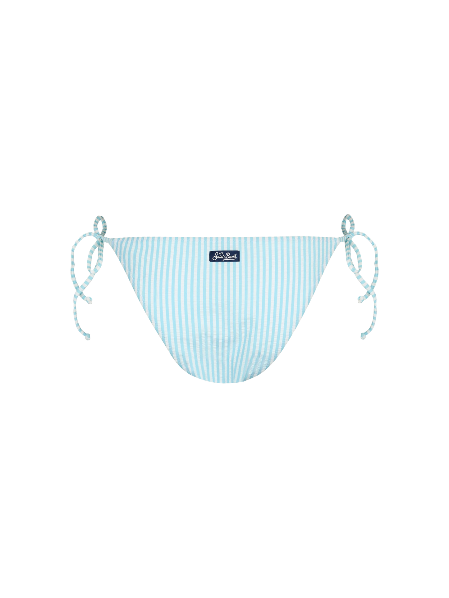 Woman seersucker striped classic swim briefs Virgo