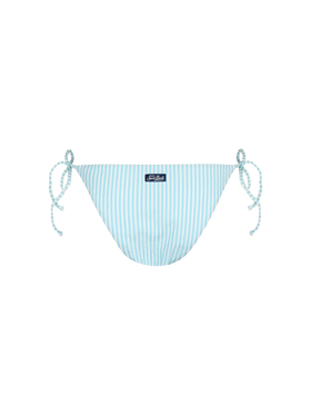 Woman seersucker striped classic swim briefs Virgo