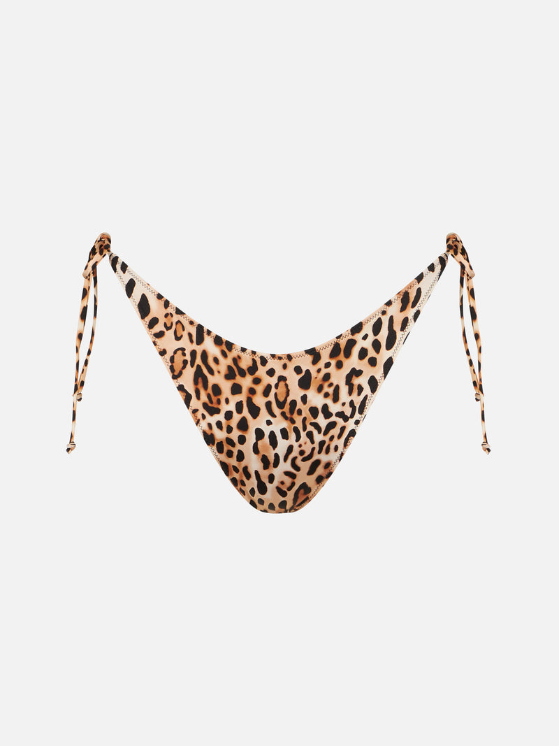 Woman swim briefs with leopard print