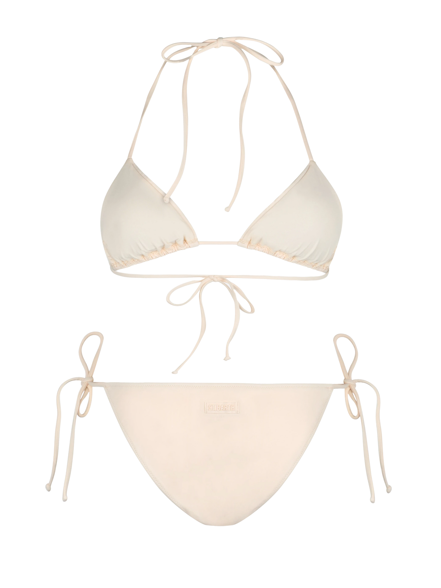 Bikini da donna a triangolo beige con strass
