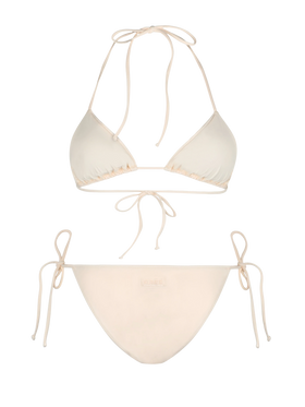 Bikini da donna a triangolo beige con strass