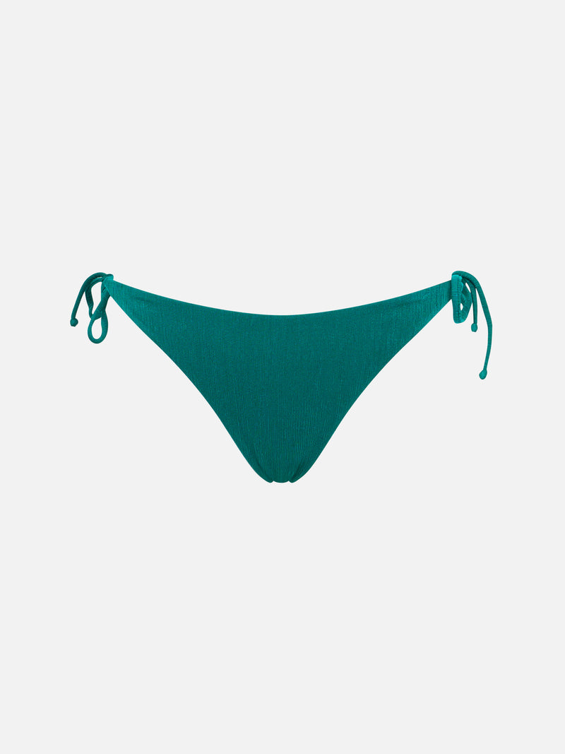 Woman emerald green swim briefs