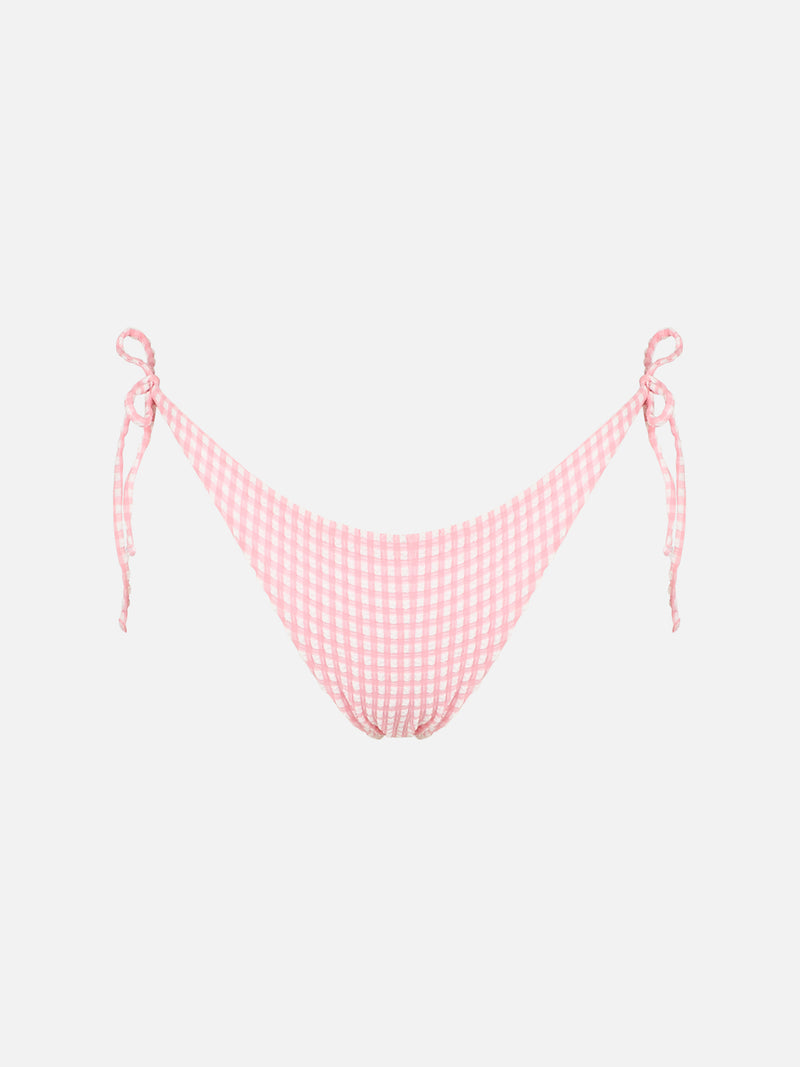 Pink gingham print swim briefs