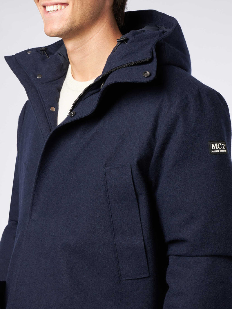 Parka da uomo blu con cappuccio