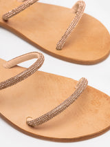 Sandali flat avvolgenti con strass oro