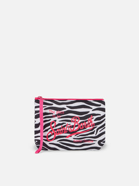 Aline Scuba-Pochette mit Zebradruck