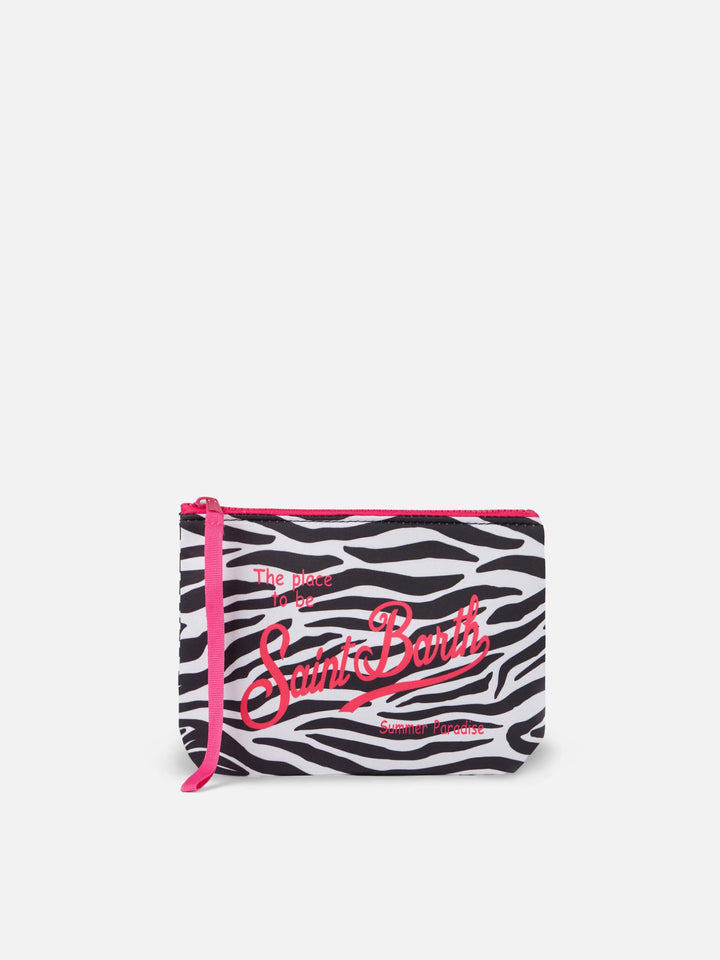 Aline Scuba-Pochette mit Zebradruck