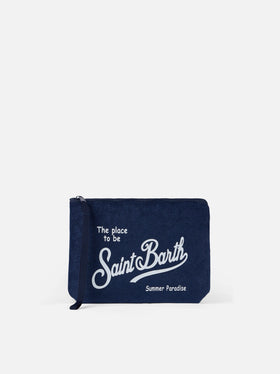 Aline marineblaue Frottee-Pochette