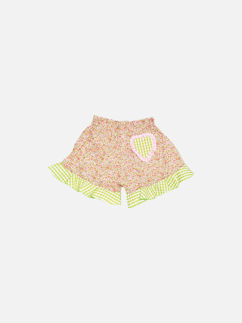 Pantaloncini da bambina in cotone con volant | Realizzato con tessuto Liberty