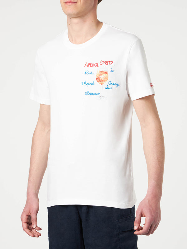 Herren-T-Shirt aus Baumwolle mit Aperol Spritz-Stickerei vorne | APEROL SONDEREDITION