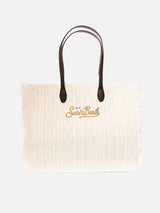 Borsa a spalla Vanity in tricot bianco di lana