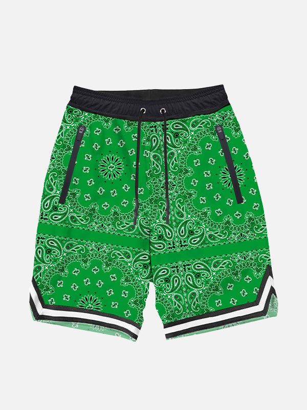 Boy long swim shorts with bandanna print