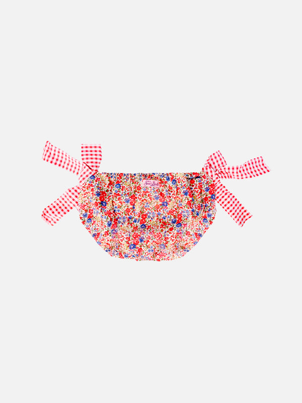 Girl swim briefs with flower print with bows | Made with Liberty fabrics