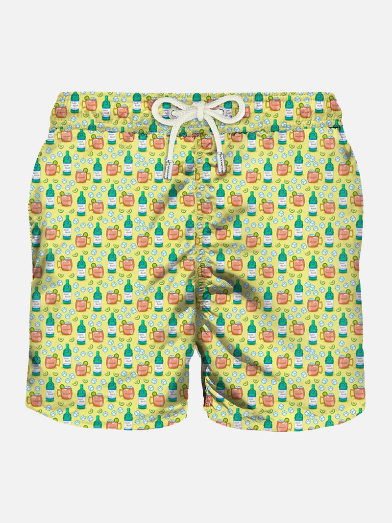 Light fabric man swim shorts cocktail print