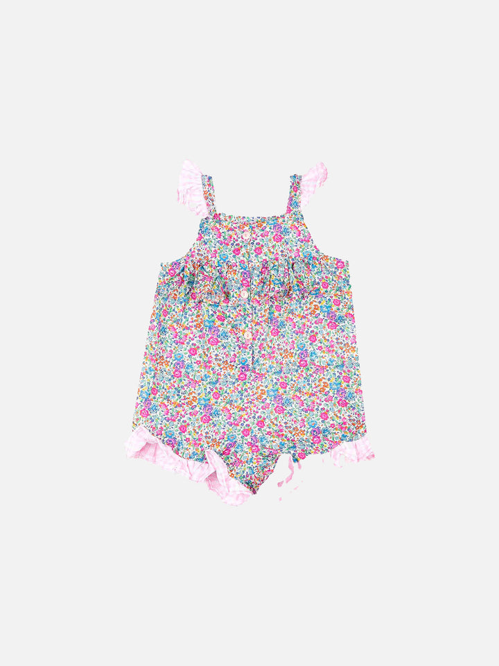 Baby cotton romper suit with flower print | Made with Liberty fabric - MC2 Saint Barth