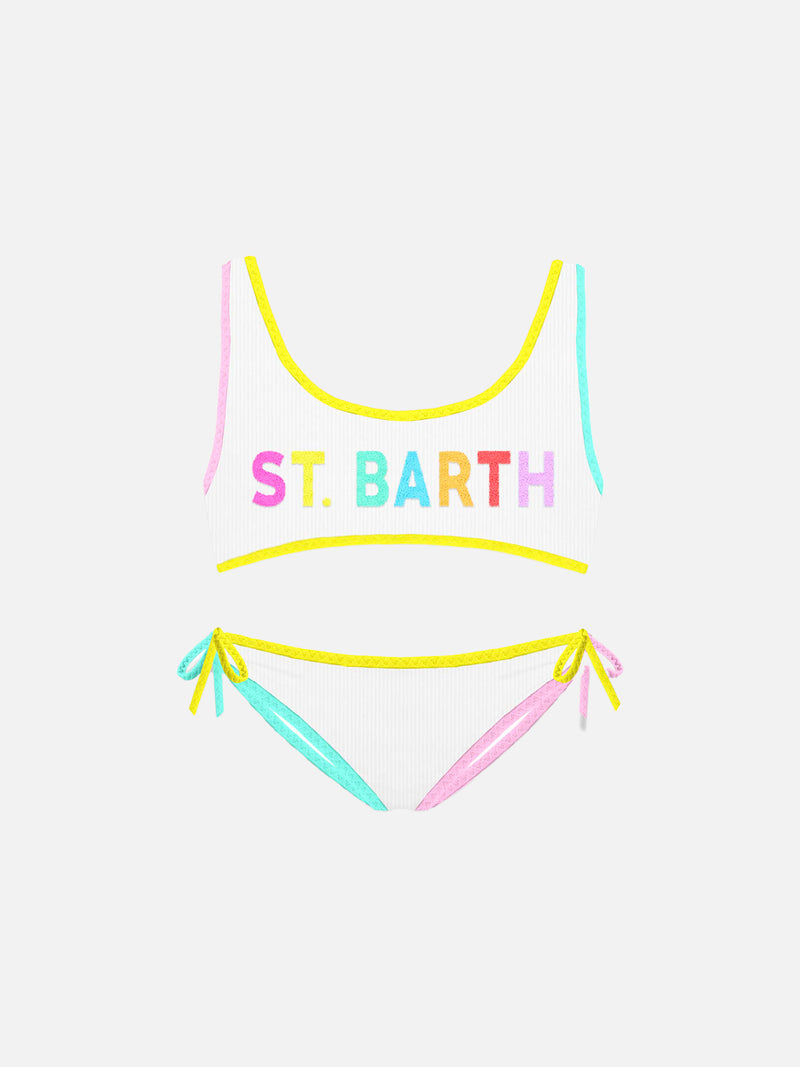 Bikini da bambina a bralette con toppa St Barth