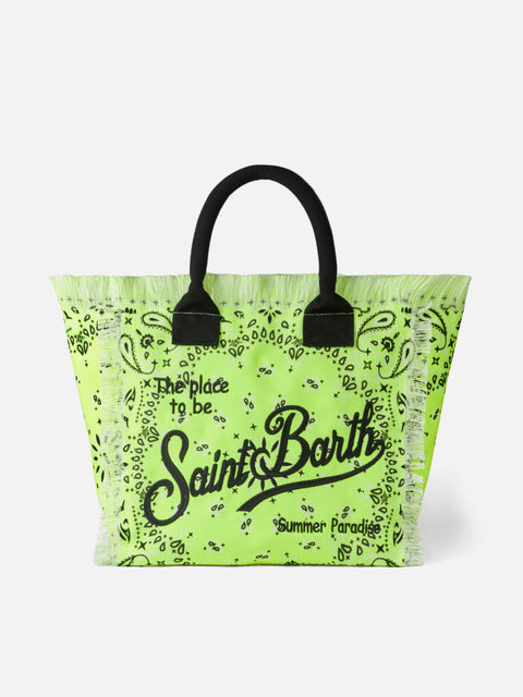 Vanity fluo yellow shoulder bag with bandanna print - MC2 Saint Barth