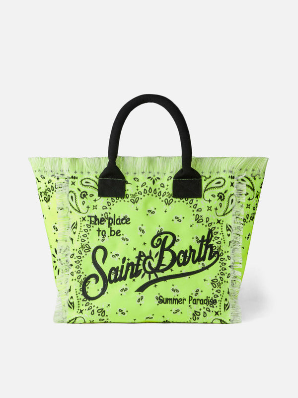 Borsa a spalla Vanity giallo fluo con stampa bandana