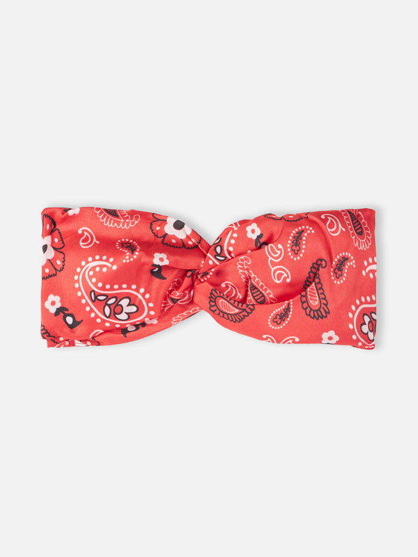 Woman red bandanna hairband