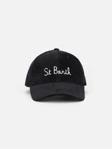 Cappello da baseball da donna in velluto a coste con ricamo St. Barth