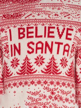 Mädchenpullover mit Jacquardmuster „I believe in Santa“