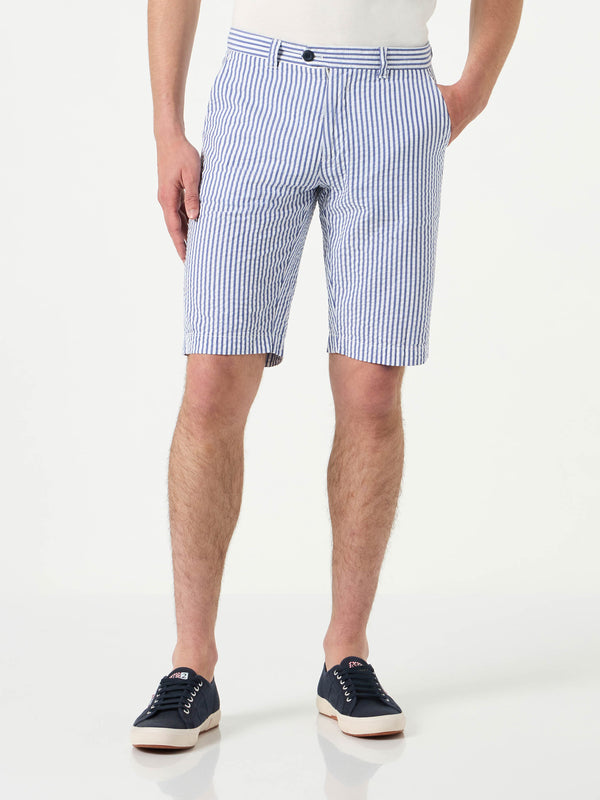 Blue striped bermuda shorts