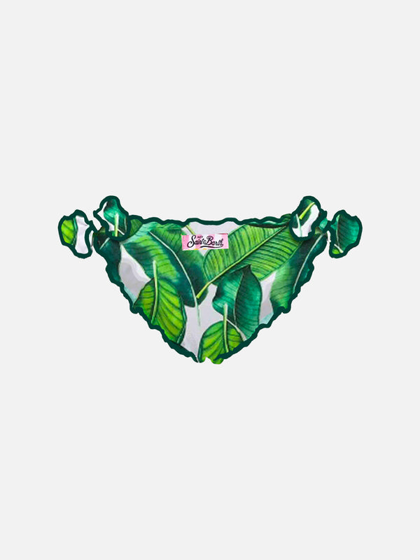 Girl swim briefs with tropical print