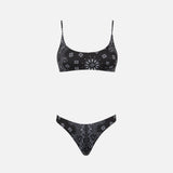 Woman bralette bikini with black bandanna print